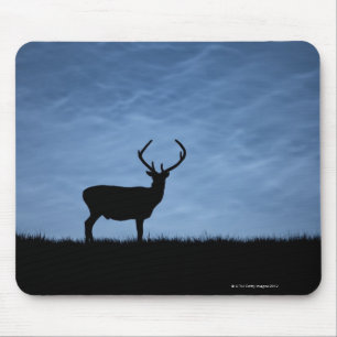 Silhouettes Red Deer Stag in der Nacht Mousepad