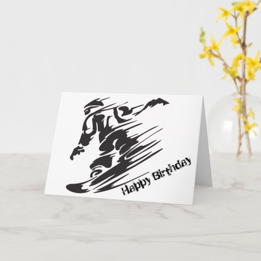 Silhouettesnowboarding-Gebirgsalles Gute zum Karte (Gelbe Blume)