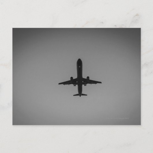 Silhouettierte Flugzeuglandung Postkarte (Vorderseite)