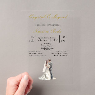 Silhueta de novia y novio acryleinladungen