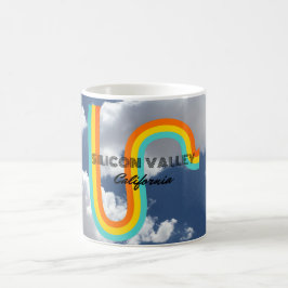 Silicon Valley California Retro Regenbogen und Wol Kaffeetasse