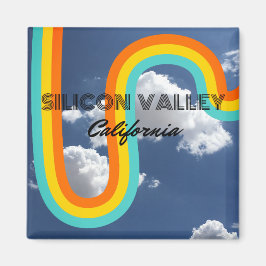 Silicon Valley California Retro Regenbogen und Wol Magnet