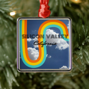 Silicon Valley Kalifornien Retro-Regenbogen und Wo Ornament Aus Metall