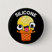 Silicone Funny Ice Creme Cone Pun Dark BG Button (Vorderseite)