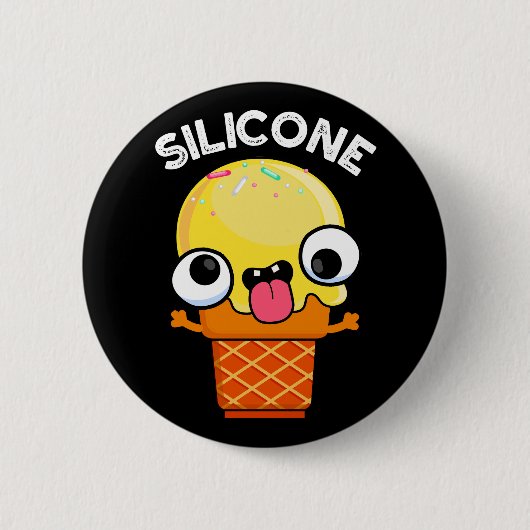 Silicone Funny Ice Creme Cone Pun Dark BG Button (Vorderseite)