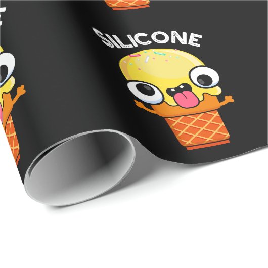 Silicone Funny Ice Creme Cone Pun Dark BG Geschenkpapier (Rolleneckpunkt)