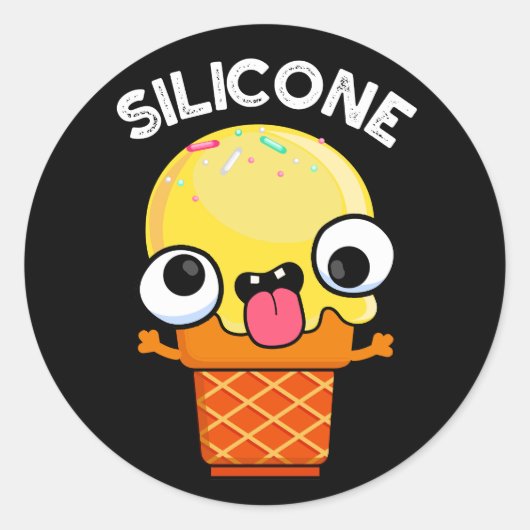 Silicone Funny Ice Creme Cone Pun Dark BG Runder Aufkleber (Vorderseite)