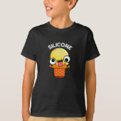 Silicone Funny Ice Creme Cone Pun Dark BG T-Shirt (Vorderseite)