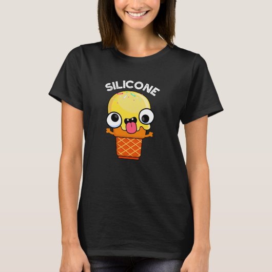 Silicone Funny Ice Creme Cone Pun Dark BG T-Shirt (Vorderseite)