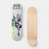 SILK BLADE Anime Samurai Girl - Cyber Silver Skateboard (Vorderseite)