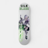 SILK BLADE Anime Samurai Girl - Cyber Silver Skateboard (Vorderseite)