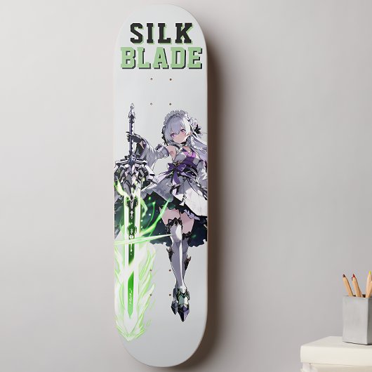 SILK BLADE Anime Samurai Girl - Cyber Silver Skateboard