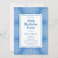 Silk Blue & White Mandala Blume 30. Geburtstag