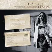 Silk Cream Schlange Muster mit Monogramm und Logo Visitenkarte