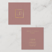 Silk Finish Gold Monogram Template Luxus Moderne Quadratische Visitenkarte (Vorne/Hinten)
