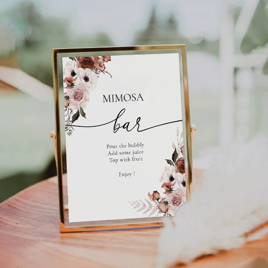 Silk Floral Mimosa Bar Sign Sockelschild