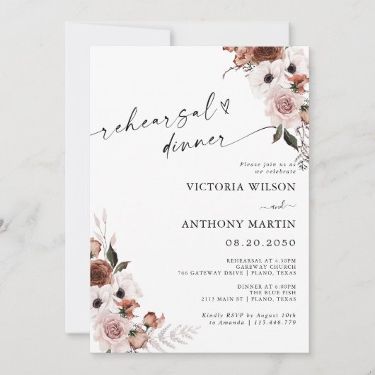 Silk Floral Probe Dinner Einladung (Vorderseite)