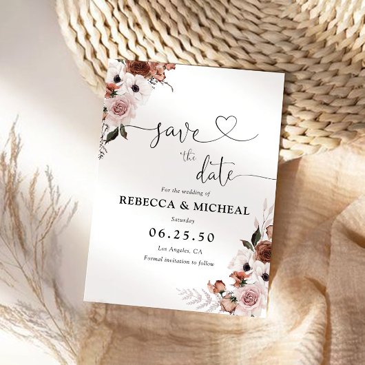 Silk Floral Speichern Sie die Datumskarten Save The Date