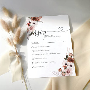 Silk Floral Wedding Ceremony RSVP Card Karte
