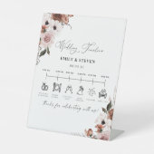 Silk Floral Wedding Timeline Sign Sockelschild (Vorderseite)