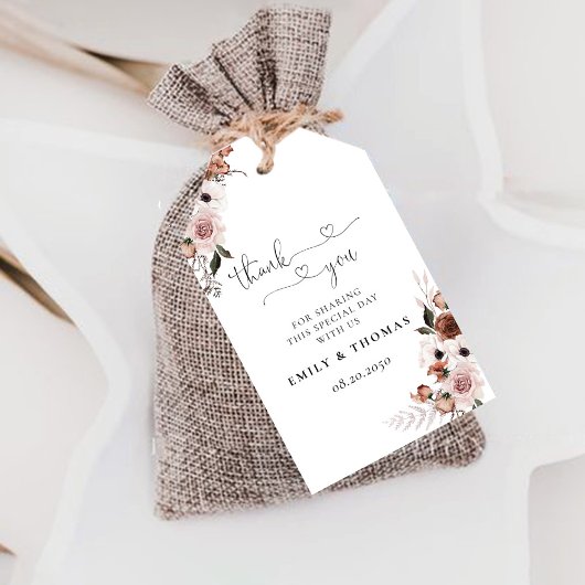 Silk Floral Wedding Zeremony Tag Geschenkanhänger