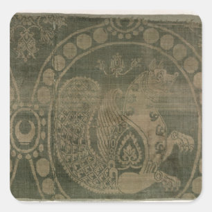 Silk Fragment, welches das 'Senmurv zeigt Quadratischer Aufkleber