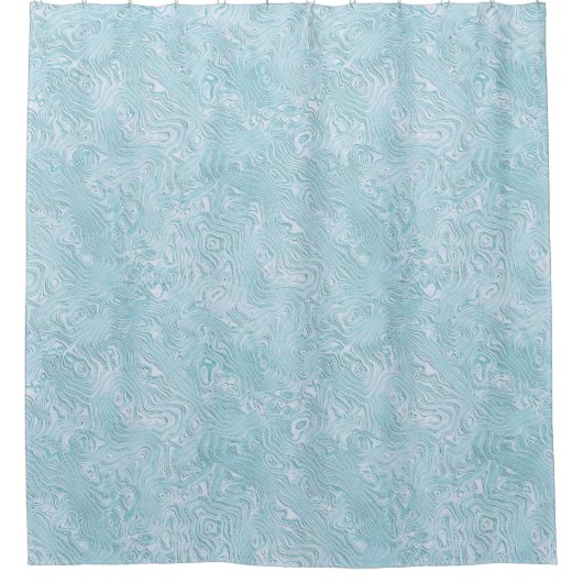 Silk Moire Kleines Muster in Helles Aqua Duschvorhang (Vorderseite)