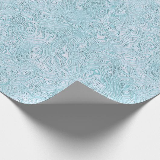 Silk Moire Kleines Muster in Helles Aqua Geschenkpapier (Ecke)