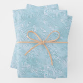Silk Moire Kleines Muster in Helles Aqua Geschenkpapier Set (Beispiel)