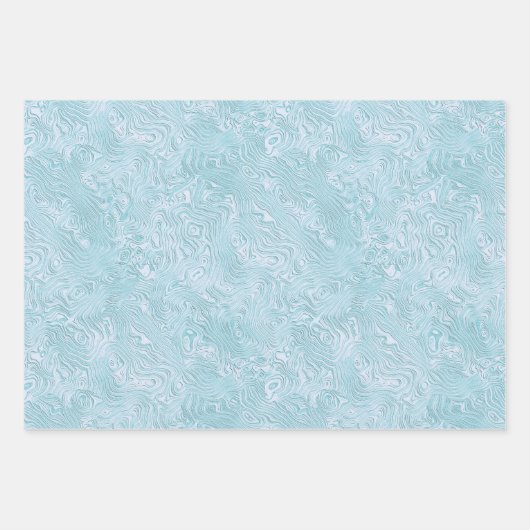 Silk Moire Kleines Muster in Helles Aqua Geschenkpapier Set (Vorderseite)