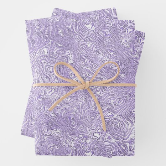 Silk Moire Kleines Muster in Lilac Lavender Geschenkpapier Set (Beispiel)