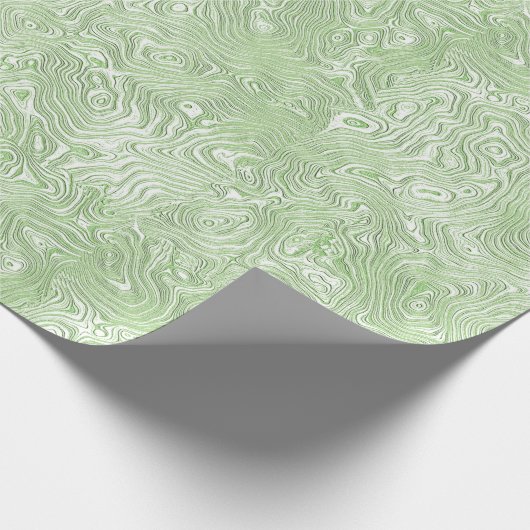 Silk Moire Kleines Muster in Limettengrün Geschenkpapier (Ecke)