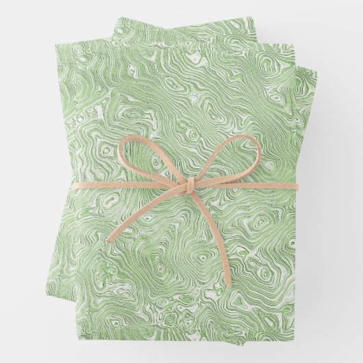 Silk Moire Kleines Muster in Limettengrün Geschenkpapier Set (Beispiel)