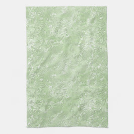 Silk Moire Kleines Muster in Limettengrün Geschirrtuch