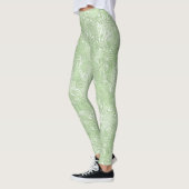 Silk Moire Kleines Muster in Limettengrün Leggings (Links)