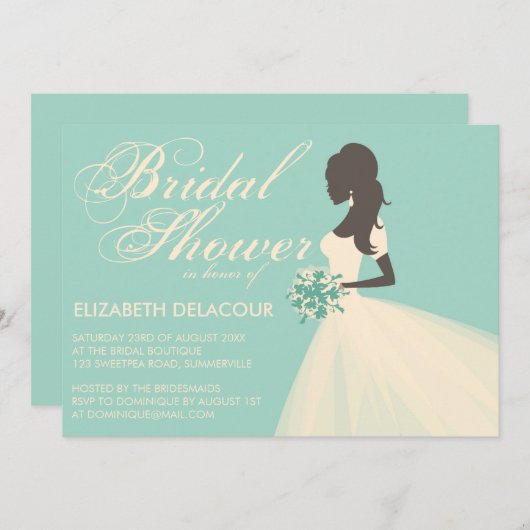 Silk Organza Wedding Gown Bridal Dusche Einladung (Vorne/Hinten)