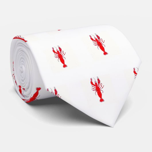 Silk Panzerkrebs-Krawatte der Männer, Rot, weiß Krawatte (Gerollt)