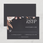 Silk Pink Boho Peony Garden Dusty Rose Wedding RSVP Karte (Vorne/Hinten)
