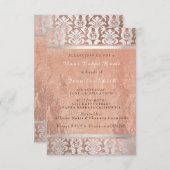 Silk Rose Gold Kupfer Silber Damask Bridal 16. Einladung (Vorne/Hinten)