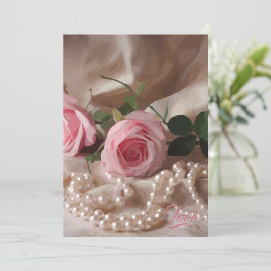 Silken-Rose Dankeskarte (Stehend Vorderseite)