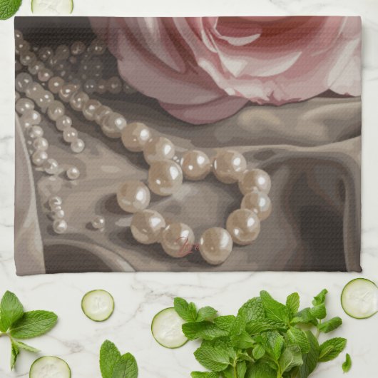 Silken-Rose-Duschvorhang Geschirrtuch (Gefaltet)