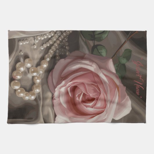 Silken-Rose-Duschvorhang Geschirrtuch (Horizontal)