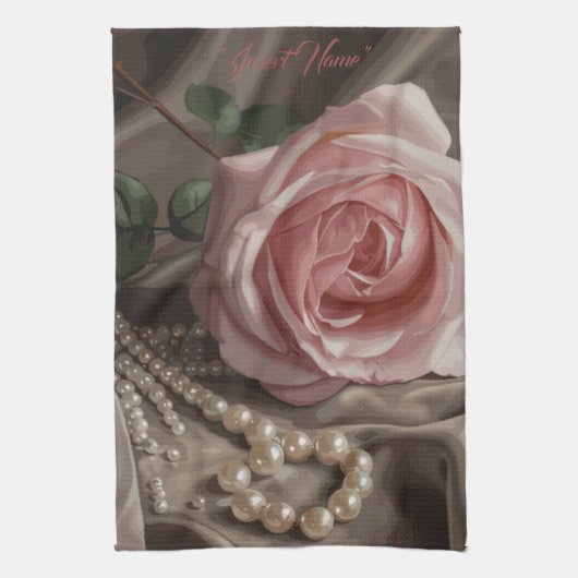 Silken-Rose-Duschvorhang Geschirrtuch (Vertikal)