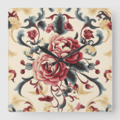 Silken Rose Dynasty Quadratische Wanduhr (Vorderseite)