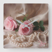 Silken-Rose Quadratische Wanduhr (Vorderseite)