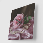 Silken-Rose Quadratische Wanduhr (Winkel)