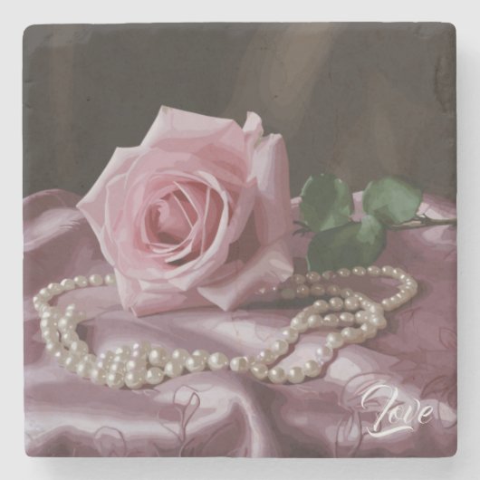 Silken-Rose Steinuntersetzer (Vorderseite)