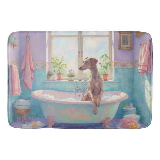 Silken Windhound Badezeit Elegante Badezimmerdekor Badematte (Vorderseite)