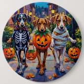 Silken Windhound Dogs in Halloween Costumes Button (Vorderseite)