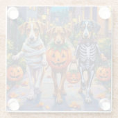 Silken Windhound Dogs in Halloween Costumes Glasuntersetzer (Rückseite)